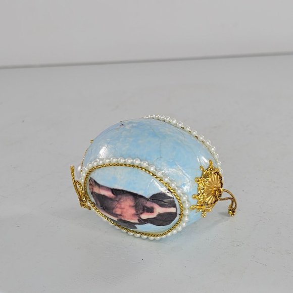 Vintage Handmade Boxer Puppy Dog Real Egg Christmas Ornament Blue - Picture 9 of 9